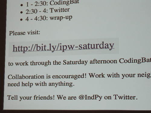 Saturday afternoon instructions at the Indianapolis Python Workshop