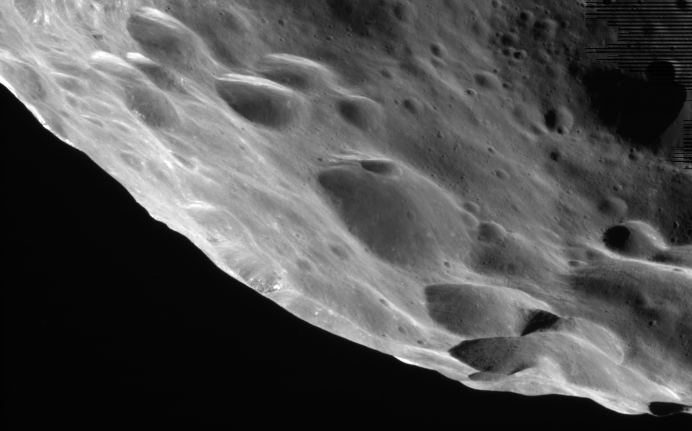 Saturn's moon Phoebe, converted from VICAR data from the Cassini-Huygens mission